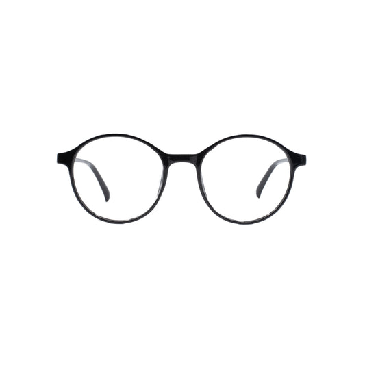 Black Lightweight TR90 Roundish Eyeglasses for Men