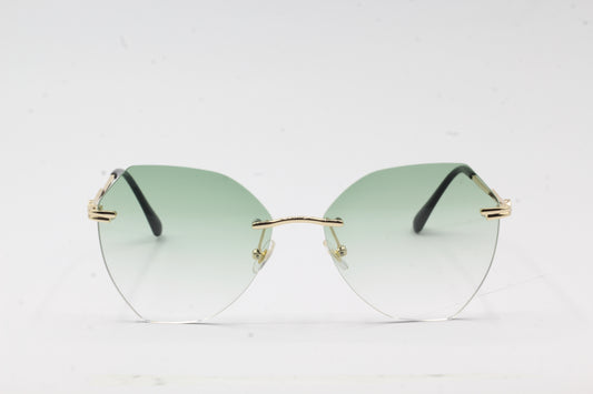 Geometric Lightweight Metal Rimless Sunglasses For Women