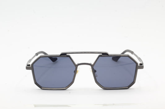 Squarish Gun Metal Double Bridge Sunglasses For Men